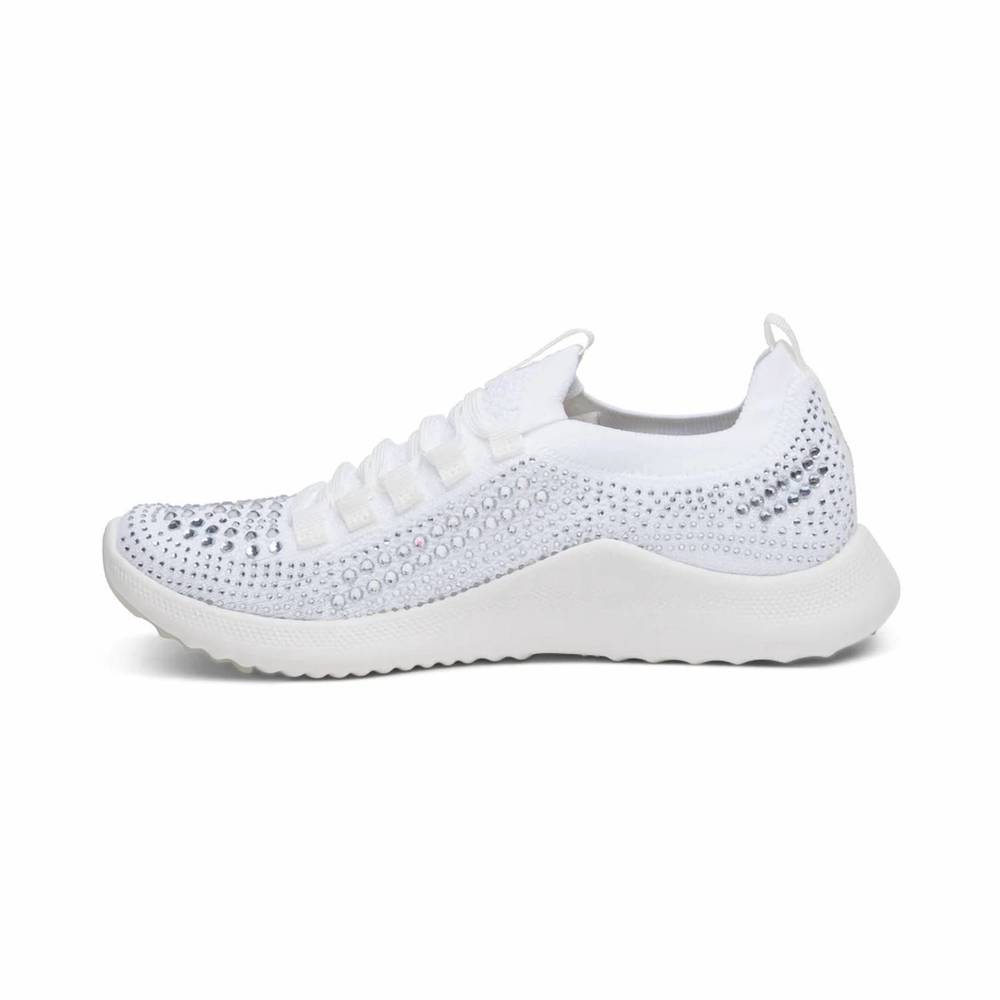 NEW AETREX women's carly arch support sneaker in white sparkle - Picture 3 of 6